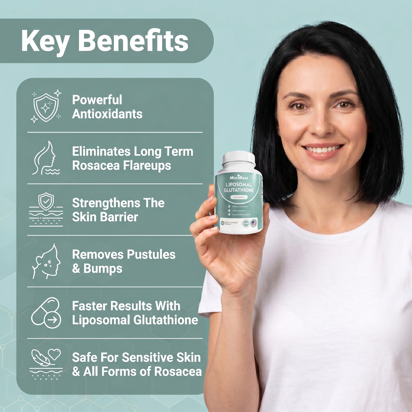 MicroRoot Liposomal Glutathione – Naturally Fix Your Skin's Rosacea